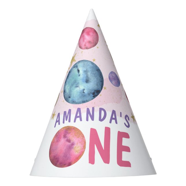 Galaxy Space Girl Birthday Party  Party Hat (Front)