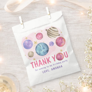 Galaxy Space Girl Birthday Party Thank you Favour Bag