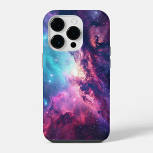 Galaxy space glitter nebula purple pink universe iPhone 14 pro case