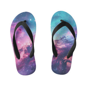 Galaxy space glitter nebula purple pink universe kid's thongs