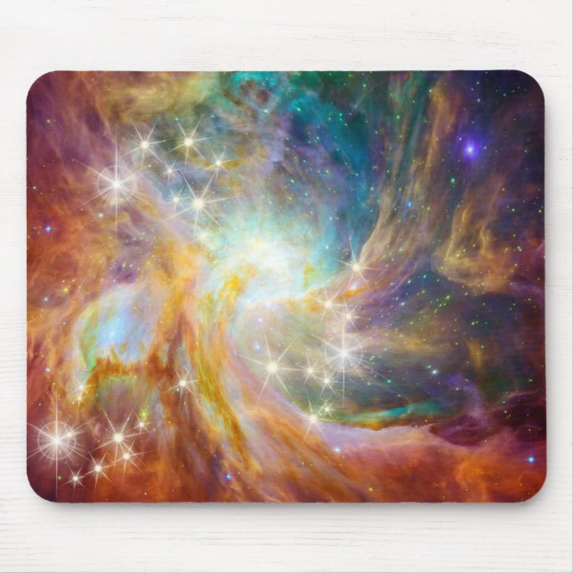 Galaxy Space Nebula Blue Gold Lavender Pink Mouse Pad (Front)
