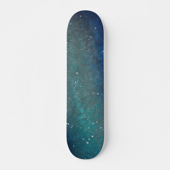 Galaxy Space Nebula Night Sky Green Skateboard (Front)
