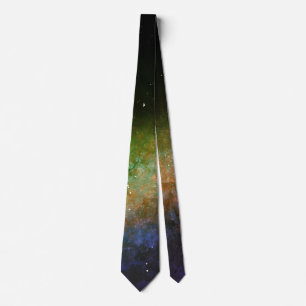 Galaxy Space Nebula Night Sky Red Orange Green Tie