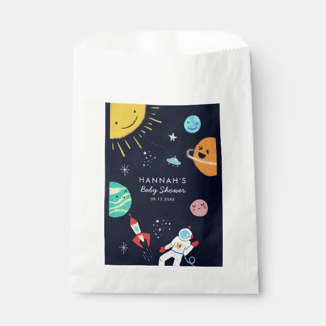 Galaxy Space Planets Baby Shower Favour Bag (Front)