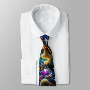 Galaxy Space Planets Geek Tie