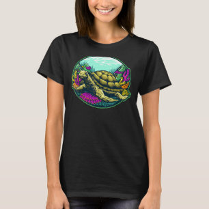 Galaxy Space Sea Turtle Under Water Slow Down Brea T-Shirt