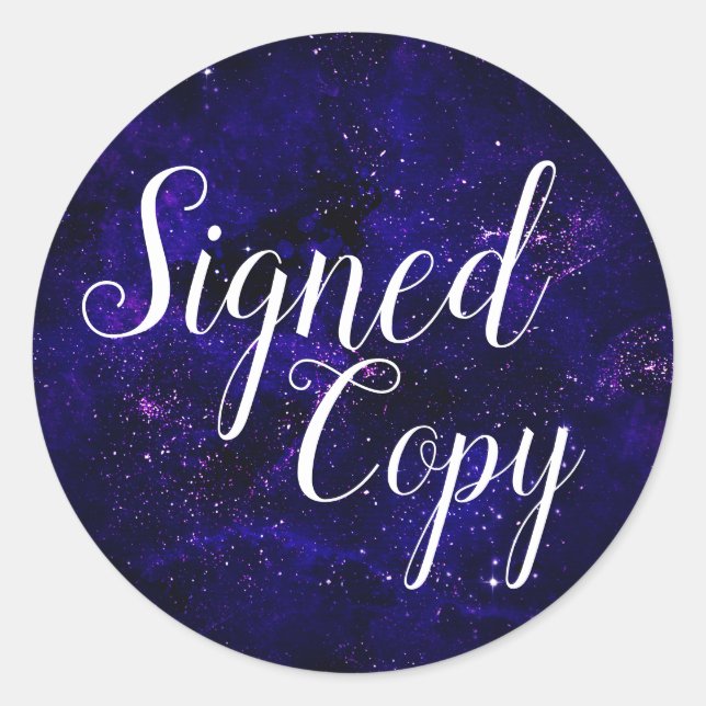 Galaxy Space Signed Copy Writer Author Stars Classic Round Sticker (Front)