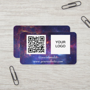 Galaxy Space Social media QR Code Purple Modern Business Card