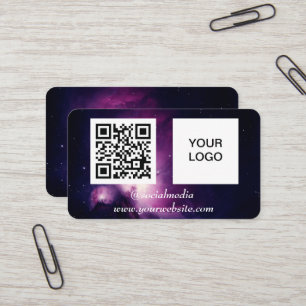 Galaxy Space Social media QR Code Purple Modern Business Card