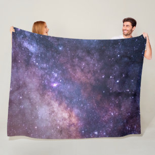 Galaxy Space Stars Night Sky Celestial Navy Blue Fleece Blanket