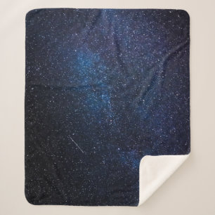 Galaxy Space Stars Night Sky Celestial Navy Blue Sherpa Blanket