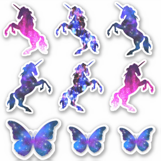 Galaxy space unicorn & butterfly stars set (Front)