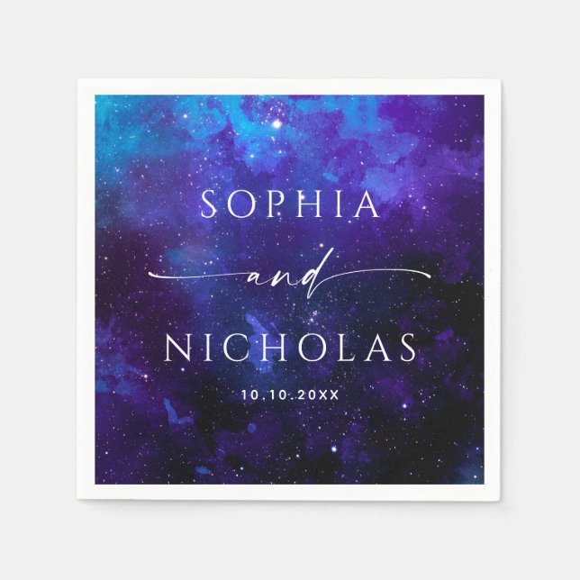Galaxy Space Wedding | Celestial Astronomy Modern Napkin (Front)