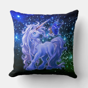Galaxy Sparkle Blue Unicorn Cushion
