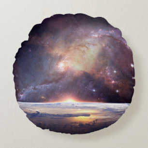 Galaxy star infinity cosmos dark round cushion