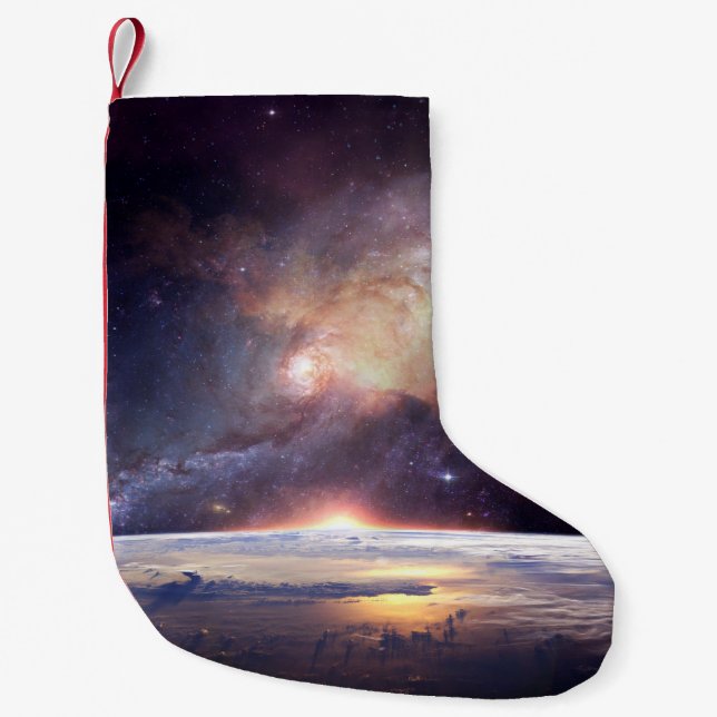 Galaxy star infinity cosmos dark small christmas stocking (Front)
