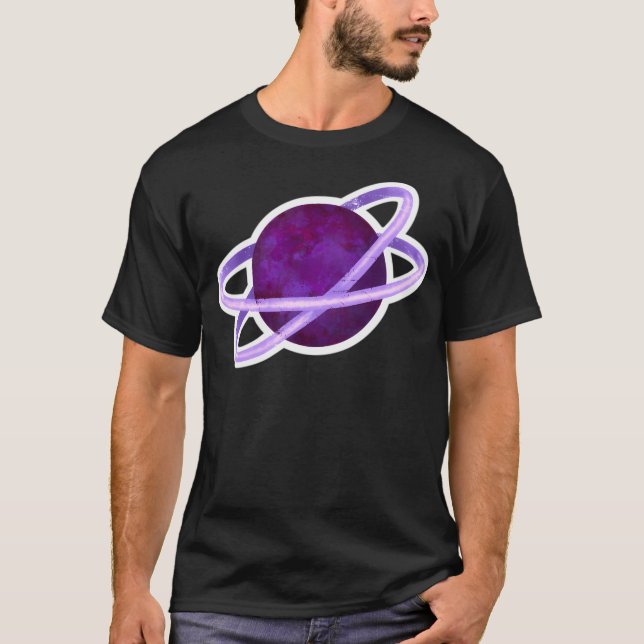 Galaxy Star Moon Planet Saturn T-Shirt (Front)