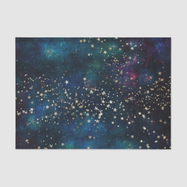 Galaxy Star Space Night Blue and Purple Tissue Paper (Front)
