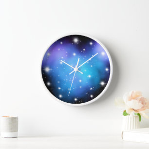 Galaxy Starlight Space Clouds Clock