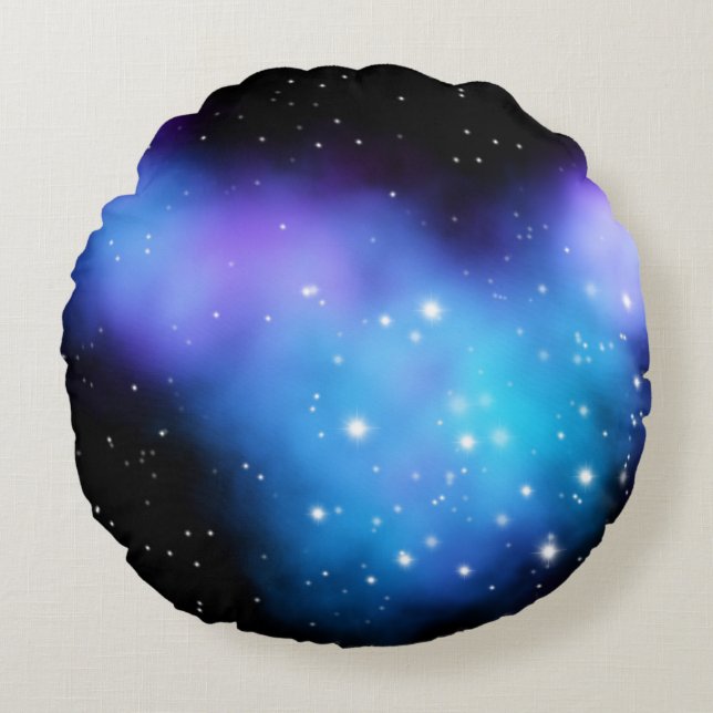 Galaxy Starlight Space Clouds Round Cushion (Front)