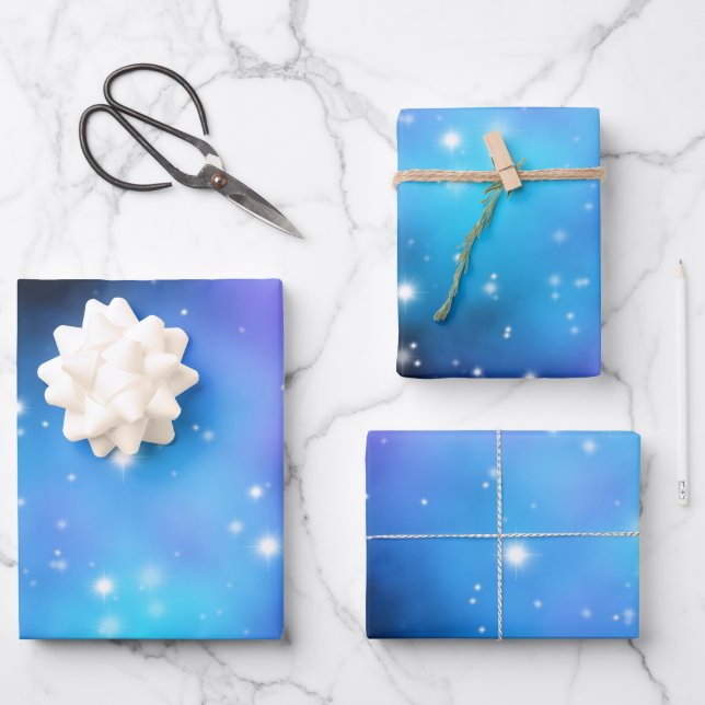 Galaxy Starlight Space Clouds Wrapping Paper Sheet (Front)