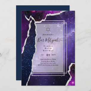 Galaxy Starry Night BAR MITZVAH Agate Invitation