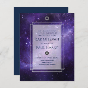 Galaxy Starry Night BAR MITZVAH Invitations Navy