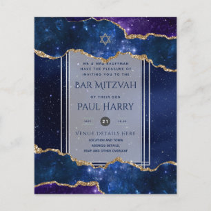 Galaxy Starry Night BAR MITZVAH Invitations Navy Flyer
