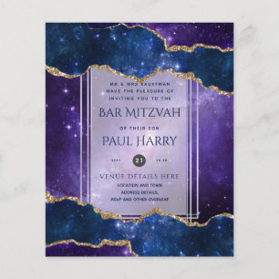 Galaxy Starry Night BAR MITZVAH Invitations Navy Flyer