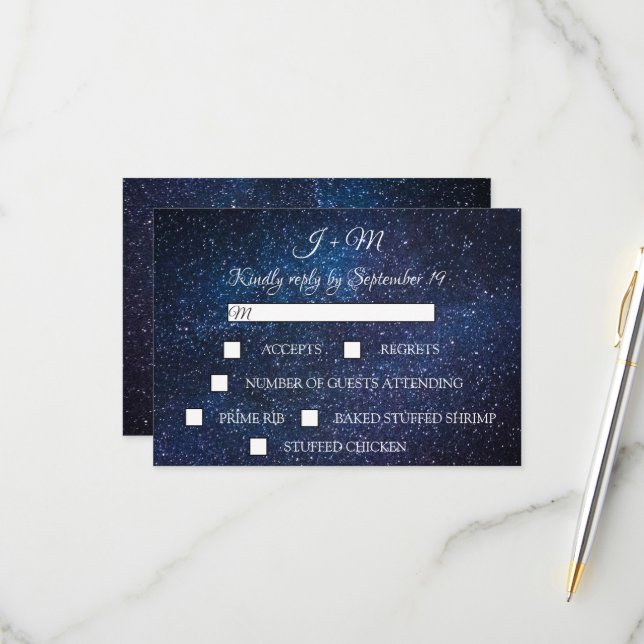 Galaxy Starry Night Celestial Stars Modern RSVP (Front/Back In Situ)