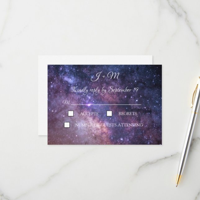 Galaxy Starry Night  Modern RSVP (Front/Back In Situ)