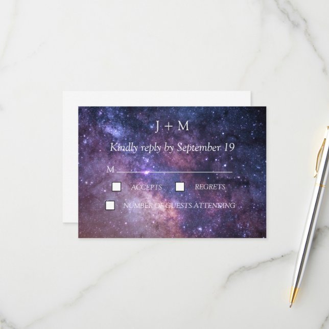 Galaxy Starry Night Nebula Mystical Modern RSVP (Front/Back In Situ)