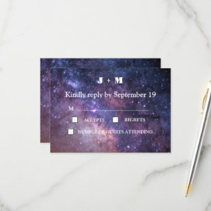 Galaxy Starry Night Nebula Mystical Modern RSVP Card