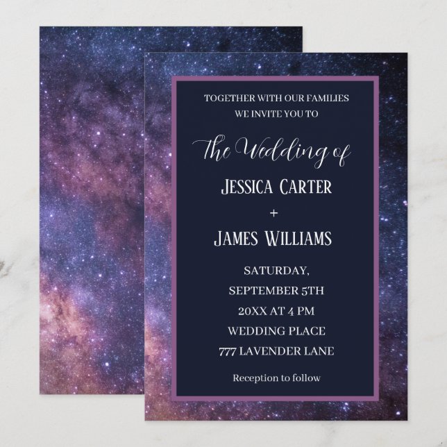 Galaxy Starry Night Outer Space Universe Stars Invitation (Front/Back)