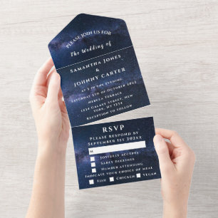 Galaxy Starry Night Sky Universe Wedding Nebula All In One Invitation