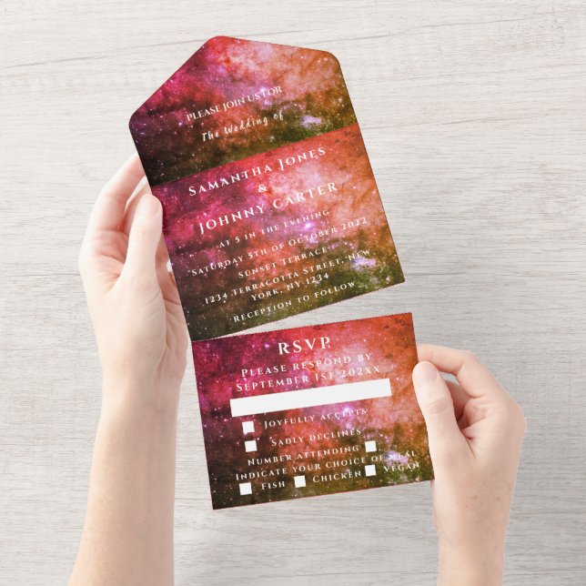 Galaxy Starry Night Stars Sky Wedding  All In One Invitation (Tearaway)