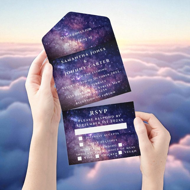 Galaxy Starry Night Stars Sky Wedding All In One Invitation (Creator Uploaded)