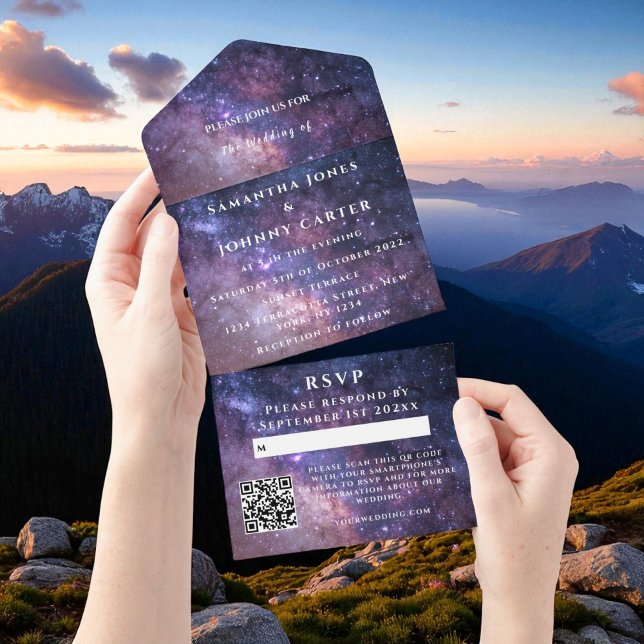 Galaxy Starry Night Universe Sky Wedding Nebula All In One Invitation (Creator Uploaded)