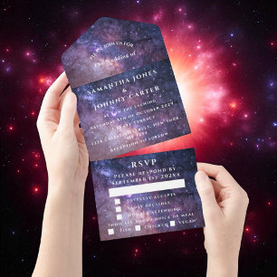 Galaxy Starry Night Universe Sky Wedding Nebula All In One Invitation