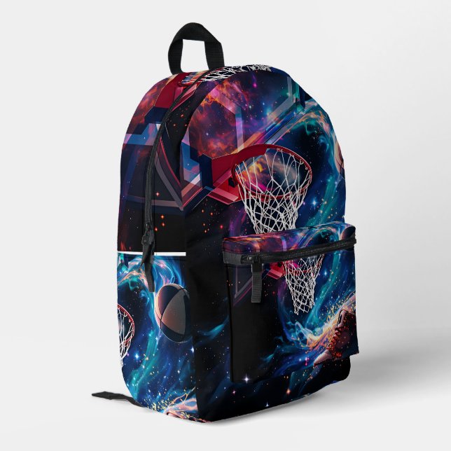 Galaxy Starry Sky Basketball Game Printed Backpack (Back Corner Left)
