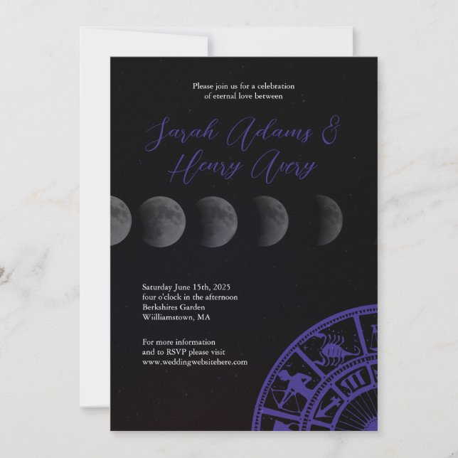 Galaxy Stars and Moon Wedding Invitation  (Front)