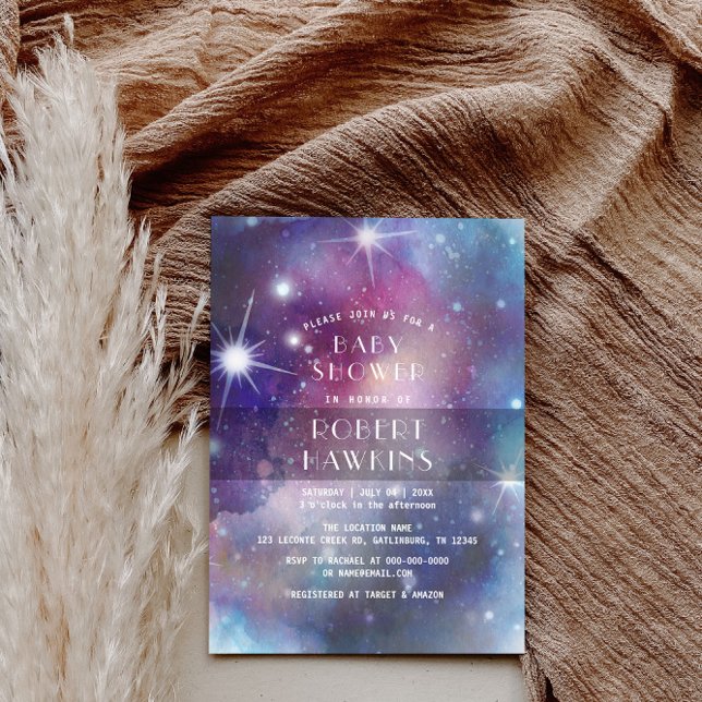 Galaxy Stars and Outer Space Baby Shower Invitation (Creator Uploaded)