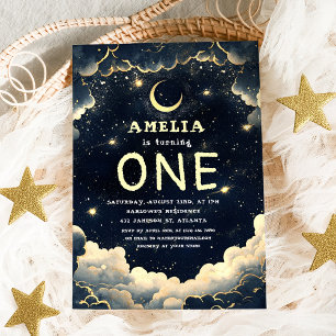 Galaxy Stars Celestial Baby First Birthday Invitation