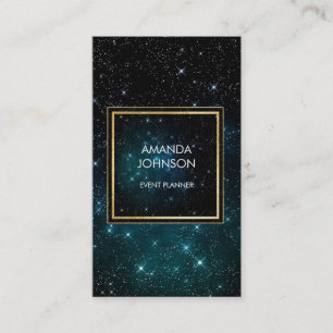 Galaxy Stars Golden Blu Space Cosmic Vip Business Card
