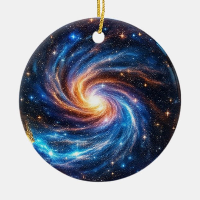 Galaxy Stars Healing Crystal Universe Ceramic Ornament (Front)