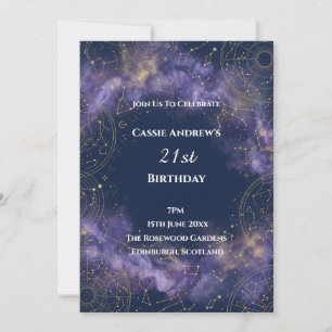 Galaxy Stars Milestone Birthday Invitation