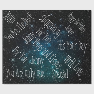 Galaxy Stars Personalised Birthday Space Wrapping Paper