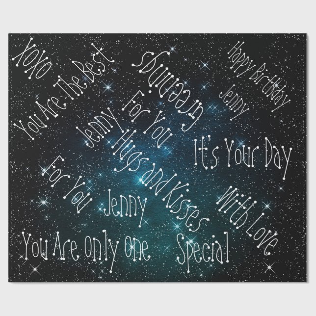 Galaxy Stars Personalised Birthday Space Wrapping Paper (Flat)