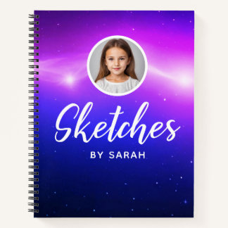 Galaxy Stars Personalised Name Sketchbook Notebook