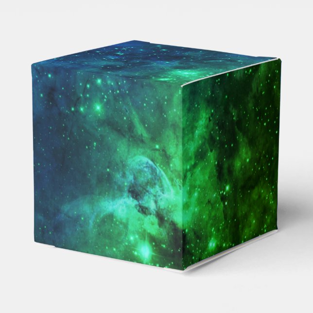 Galaxy Stars Space Green Neon Pattern Favour Box (Back Side)
